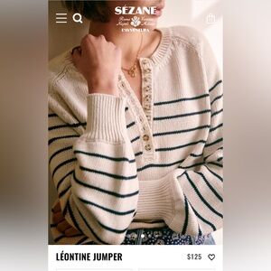 Sezane Leontine Jumper - ECRU/NAVY